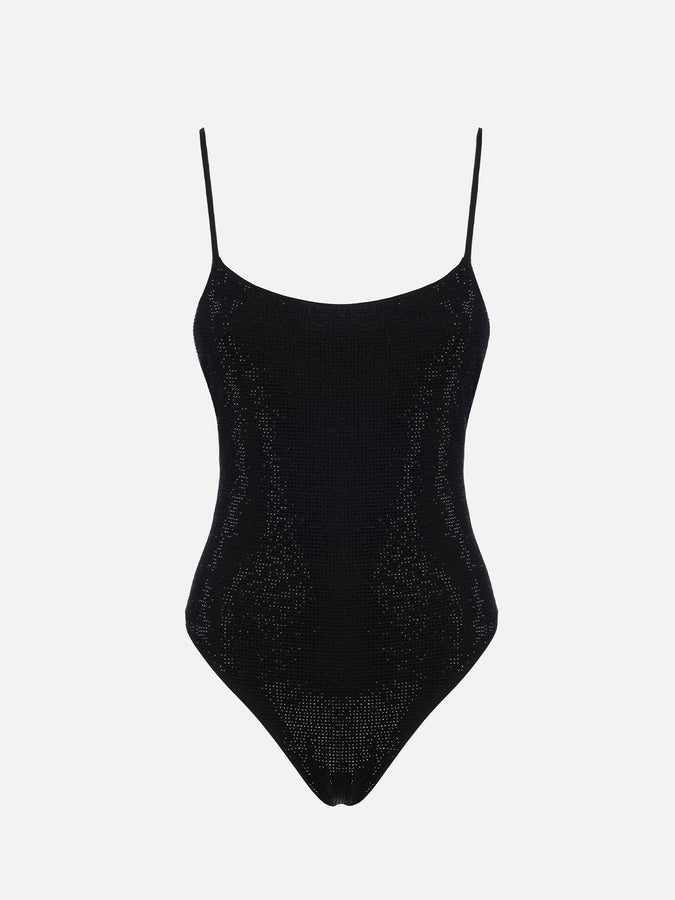 Mc2 Saint Barth Costume Intero Da Donna Nero Cecille Con Strass