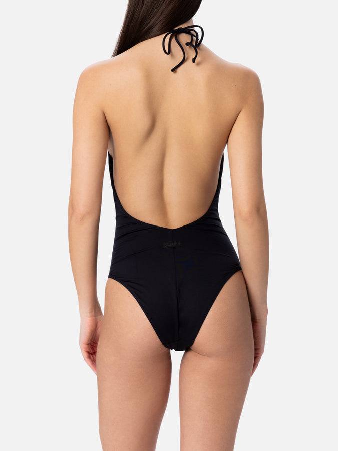 Mc2 Saint Barth Costume Intero Da Donna Nero Con Scollo All'americana