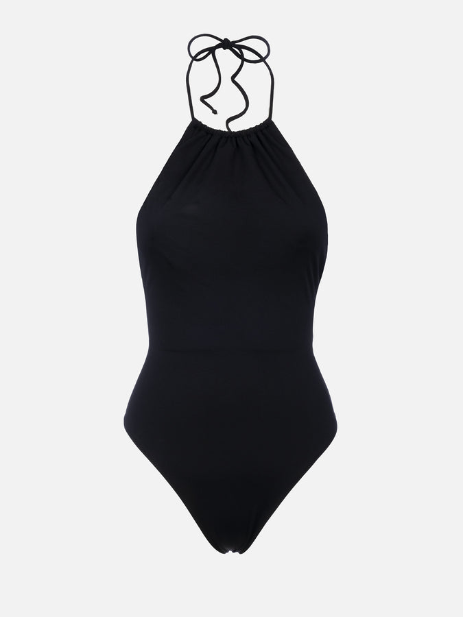 Mc2 Saint Barth Costume Intero Da Donna Nero Con Scollo All'americana
