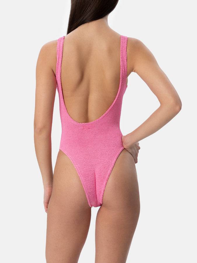 Mc2 Saint Barth Costume Intero Da Donna Rosa Crinkle Lora