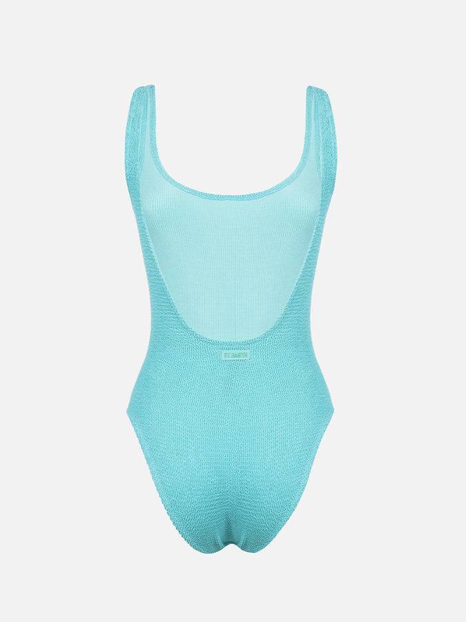 Mc2 Saint Barth Costume Intero Da Donna Verde Acqua Crinkle Lora