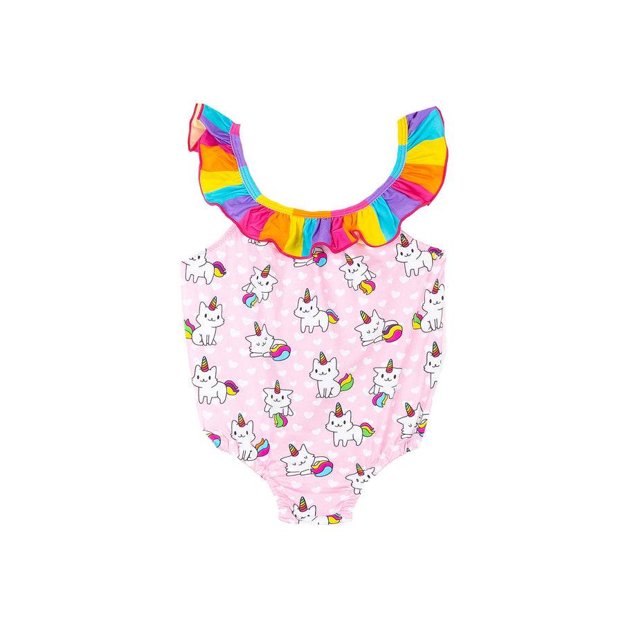 Mc2 Saint Barth Costume Intero Da Neonata Con Stampa Gatto Unicorno