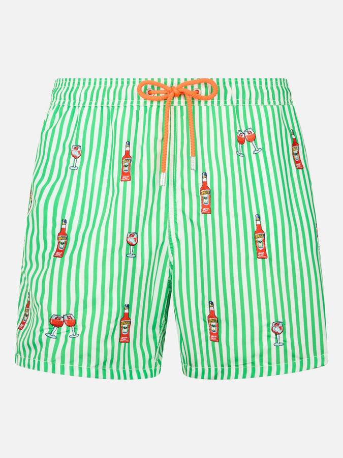 Mc2 Saint Barth Costume uomo Gustavia lunghezza media rigato con ricamo Aperol Spritz | EDIZIONE SPECIALE APEROL