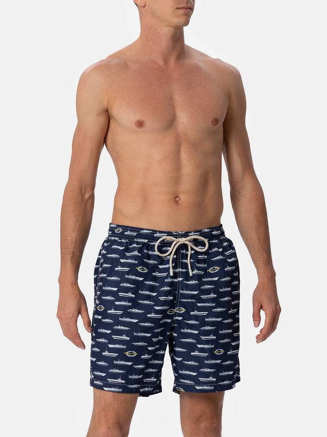 Mc2 Saint Barth Costume Uomo In Tessuto Leggero Lighting Con Stampa Magnum Marine |MAGNUM MARINE SPECIAL EDITION