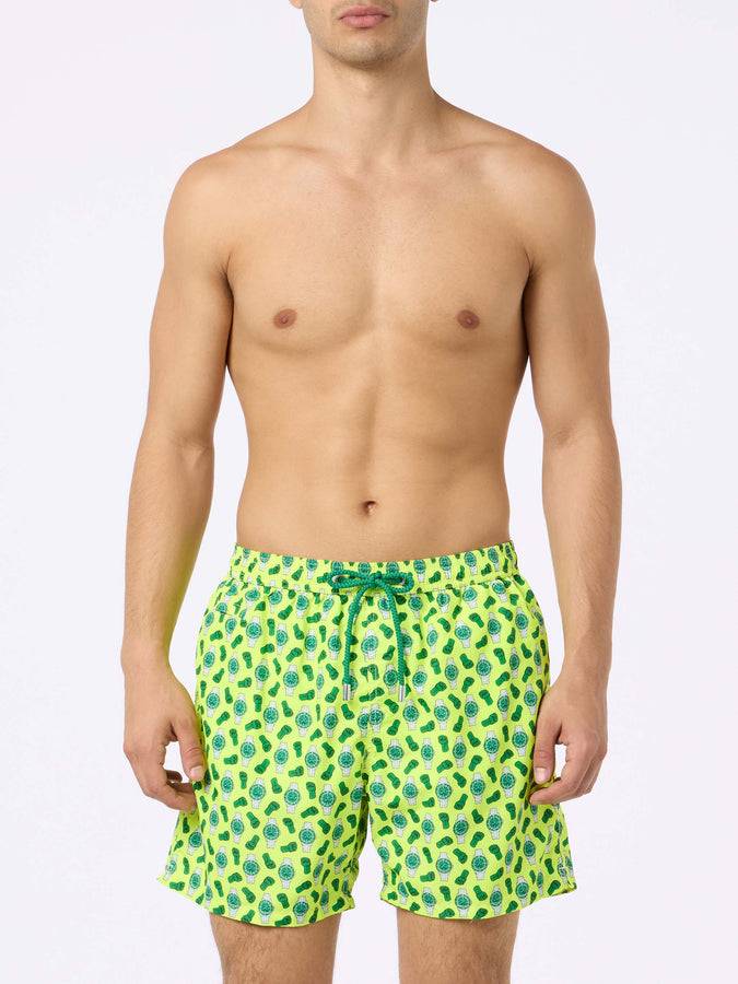 Mc2 Saint Barth Costume Uomo In Tessuto Leggero Lighting Micro Fantasy Con Stampa Orologi