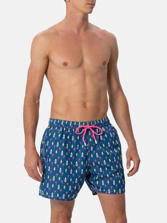 Mc2 Saint Barth Costume Uomo In Tessuto Leggero Lighting Micro Fantasy Con Stampa Cocktail