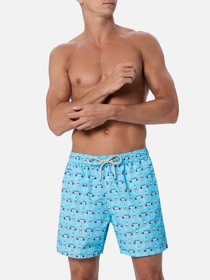 Mc2 Saint Barth Costume Uomo In Tessuto Leggero Lighting Micro Fantasia Con Stampa Lancia Delta | EDIZIONE SPECIALE LANCIA