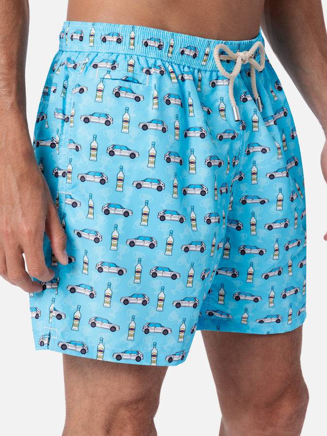 Mc2 Saint Barth Costume Uomo In Tessuto Leggero Lighting Micro Fantasia Con Stampa Lancia Delta | EDIZIONE SPECIALE LANCIA