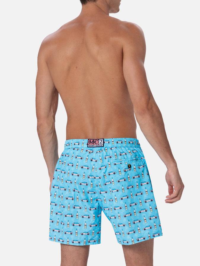 Mc2 Saint Barth Costume Uomo In Tessuto Leggero Lighting Micro Fantasia Con Stampa Lancia Delta | EDIZIONE SPECIALE LANCIA