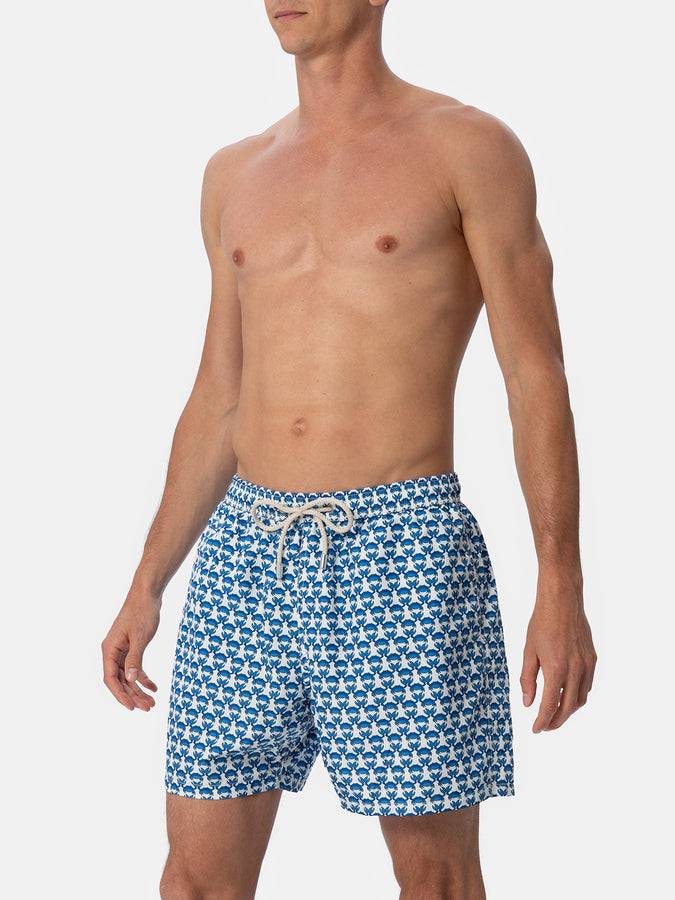 Mc2 Saint Barth Costume Uomo In Tessuto Leggero Lighting Micro Fantasy Con Stampa Granchio