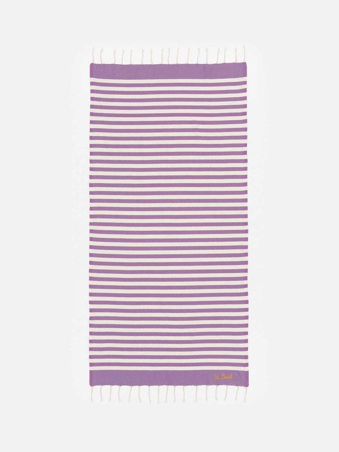 Mc2 Saint Barth Cotton beach towel Fouta with purple striped print