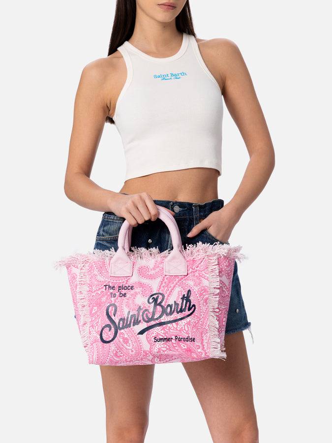 Mc2 Saint Barth Cotton Canvas Colette Handbag With Paisley Print