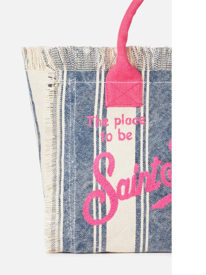 Mc2 Saint Barth Cotton Canvas Colette Handbag With Striped Print