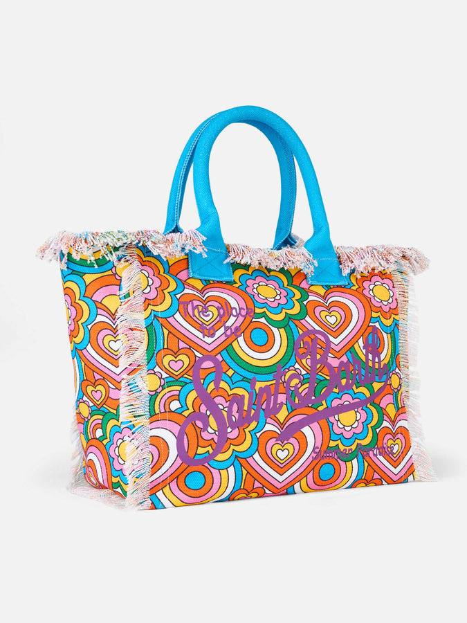 Mc2 Saint Barth Cotton Canvas Vanity Tote Bag With Groovy Print