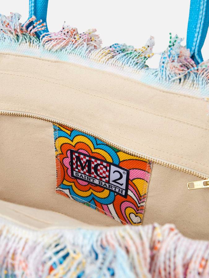 Mc2 Saint Barth Cotton Canvas Vanity Tote Bag With Groovy Print