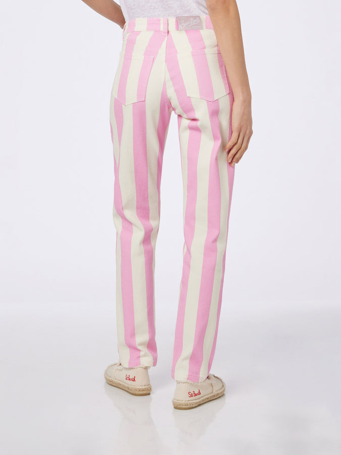 Mc2 Saint Barth Denim Da Donna Stampa Belleville Rosa A Righe