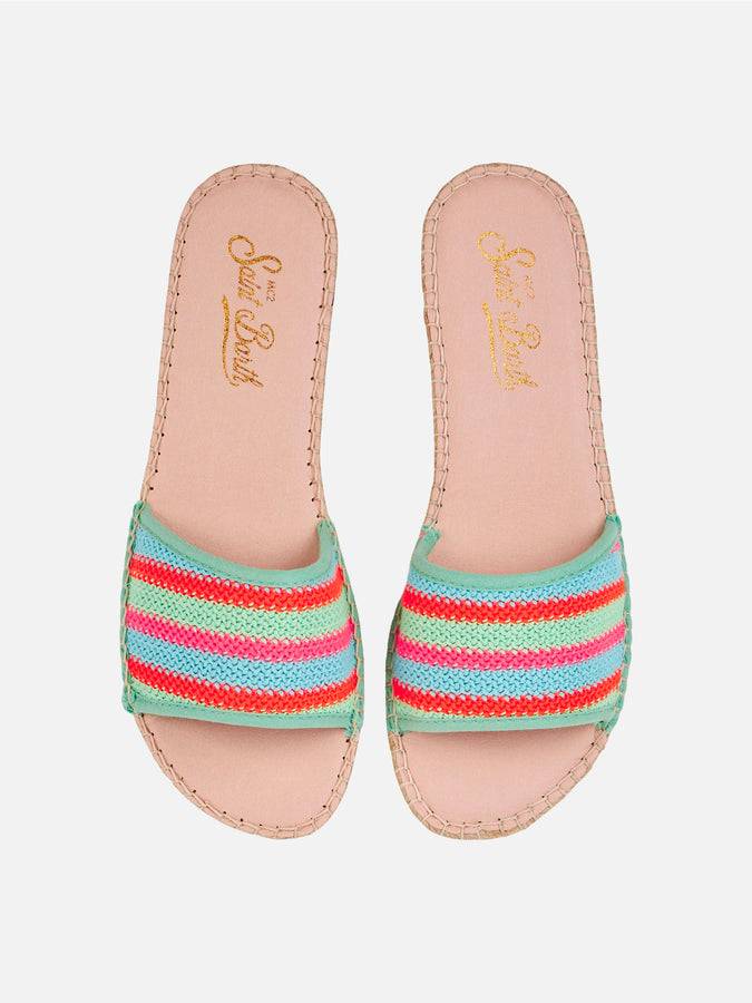 Mc2 Saint Barth Espadrillas Da Donna Con Righe All'uncinetto