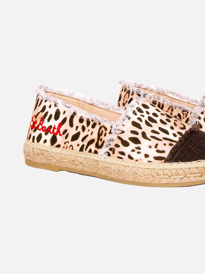 Mc2 Saint Barth Espadrillas In Canvas Stampa Animalier Con Ricamo