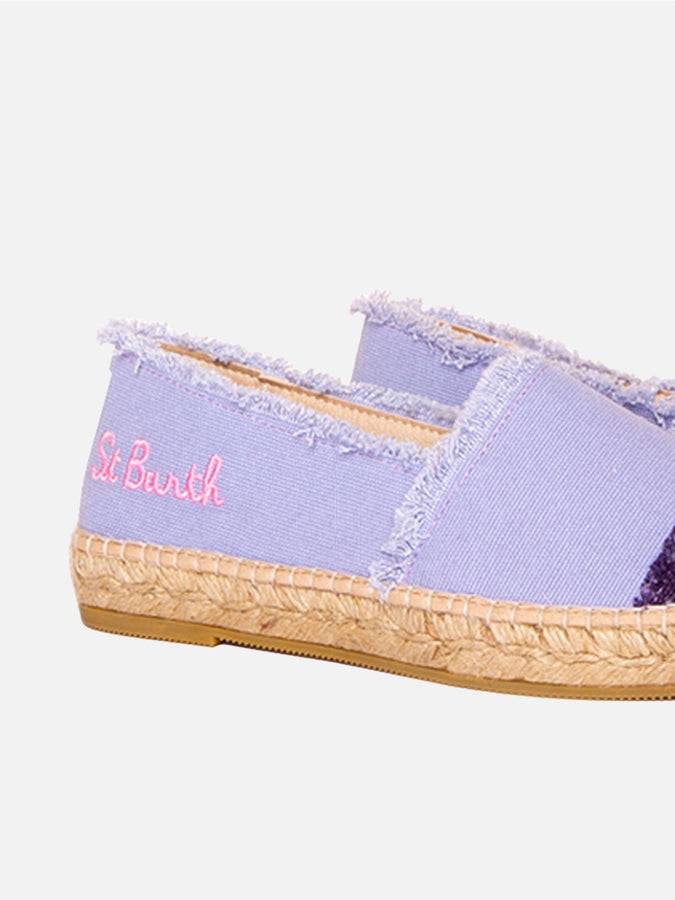 Mc2 Saint Barth Espadrillas In Tela Lilla Con Ricami