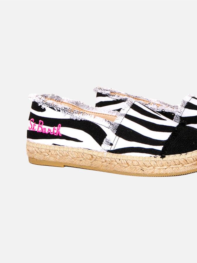 Mc2 Saint Barth Espadrillas In Tela Stampa Zebrata Con Ricamo