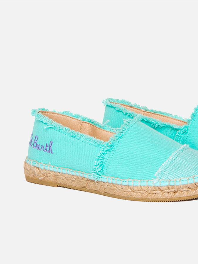 Mc2 Saint Barth Espadrillas In Tela Verde Acqua Con Ricami