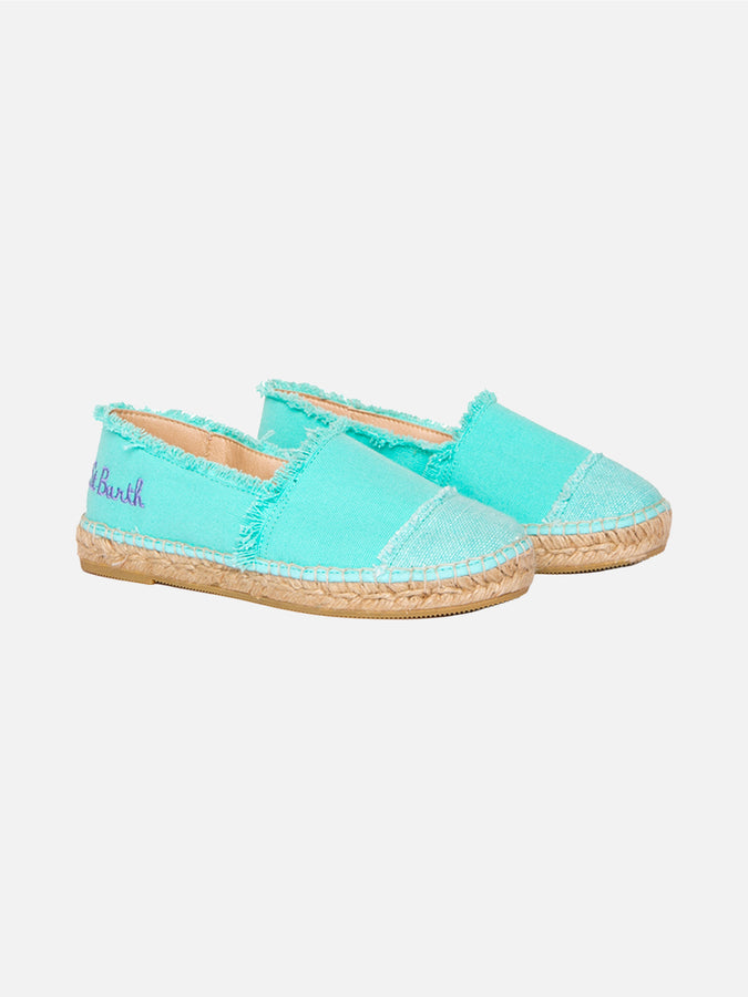 Mc2 Saint Barth Espadrillas in tela verde acqua con ricami