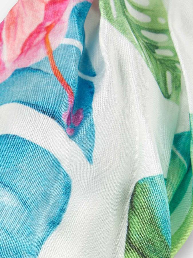 Mc2 Saint Barth Fascia Per Capelli Da Bambina In Raso Con Stampa Tropicale