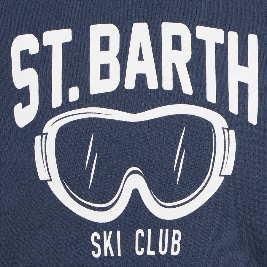Mc2 Saint Barth Felpa Blu Da Bambino Con Stampa St. Barth Ski Club