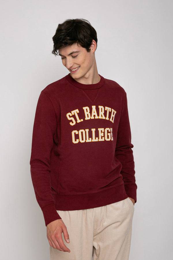 Mc2 Saint Barth Felpa Bordeaux Stampa St. Barth College