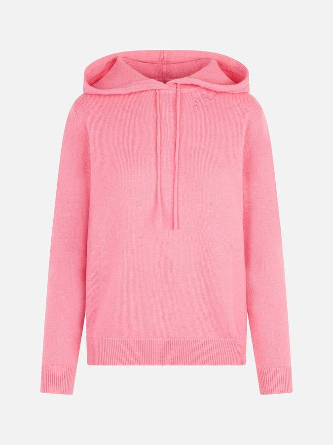 Mc2 Saint Barth Felpa Con Cappuccio Da Donna In Maglia Fucsia Con Ricamo St. Barth