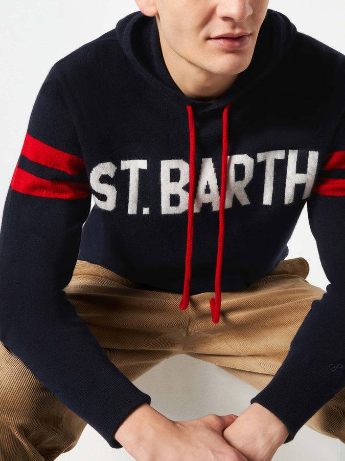 Mc2 Saint Barth Felpa Con Cappuccio In Maglia Con Stampa St. Barth