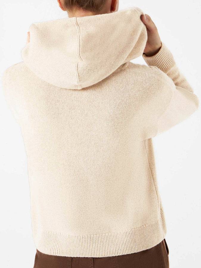 Mc2 Saint Barth Felpa Con Cappuccio Lavorata A Maglia Bianco Sporco Da Donna