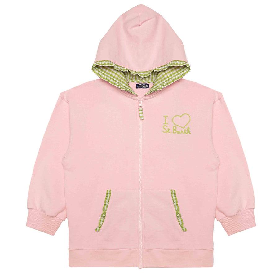Mc2 Saint Barth felpa con scritta ricamata rosa per bambina
