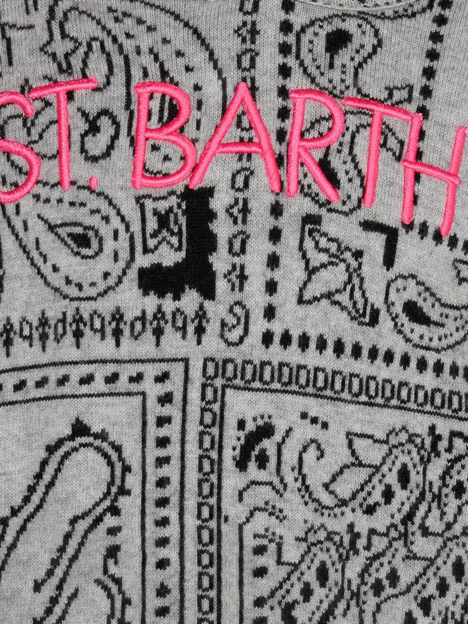 Mc2 Saint Barth Felpa Corta Da Bambina In Maglia Con Stampa Bandana