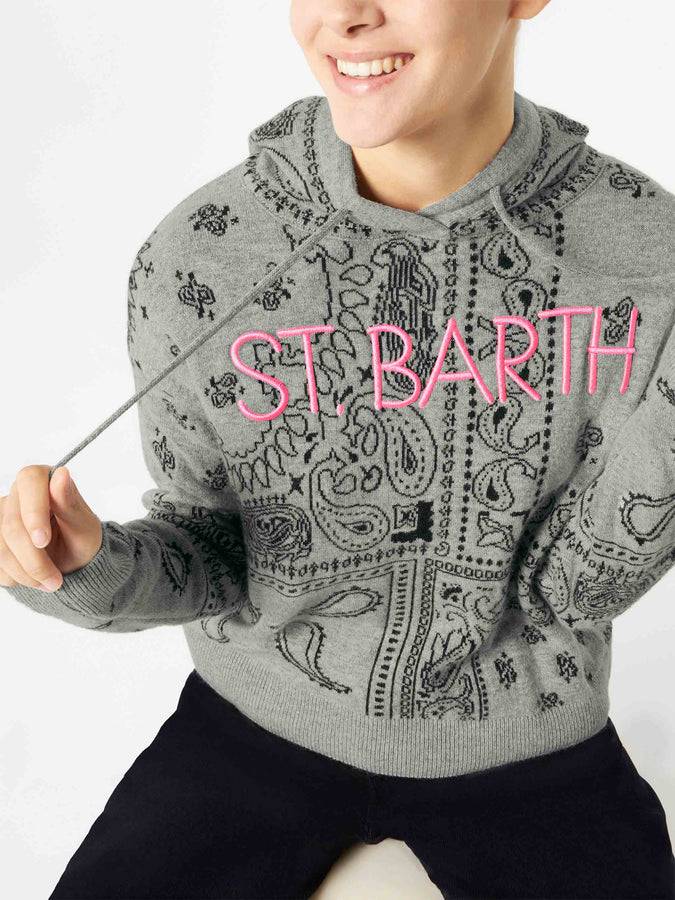 Mc2 Saint Barth Felpa Corta Da Donna In Maglia Con Stampa Bandana