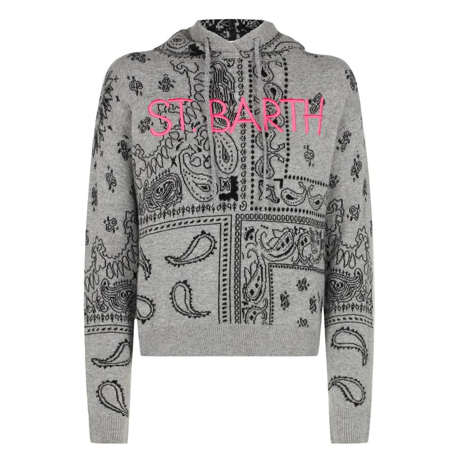 Mc2 Saint Barth Felpa Corta Da Donna In Maglia Con Stampa Bandana