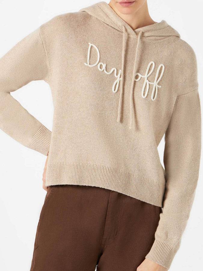 Mc2 Saint Barth Felpa cropped in maglia da donna con cappuccio e ricamo Day Off