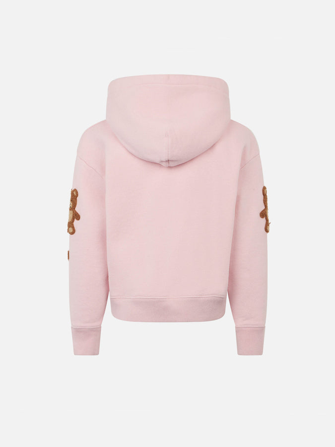 Mc2 Saint Barth Felpa Da Bambina In Pile Con Cappuccio E Ricamo Orsetti