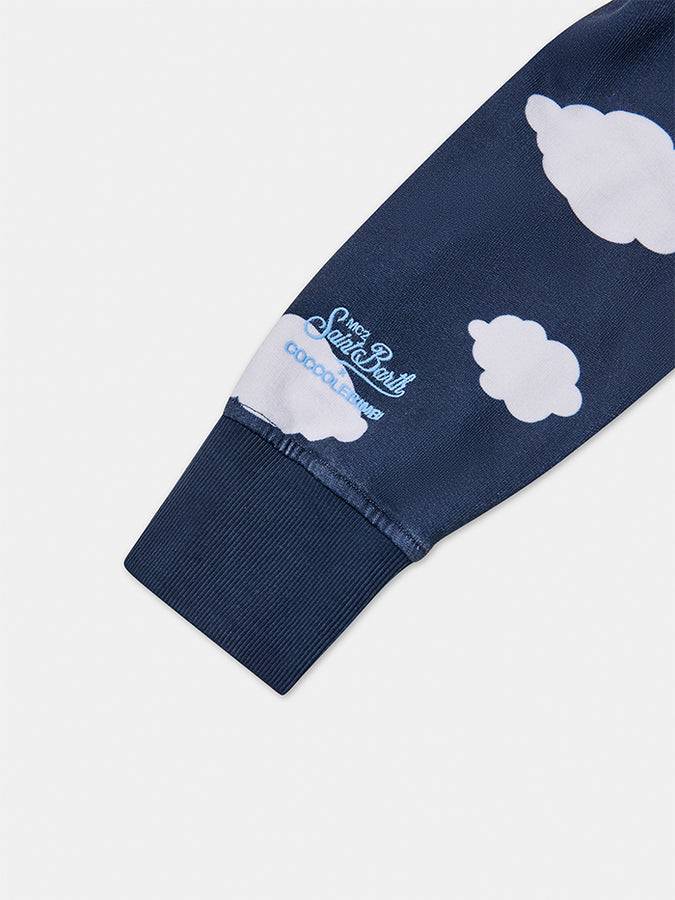 Mc2 Saint Barth Felpa Da Bambino Girocollo Blu Con Ricamo Coccole E Nuvole | EDIZIONE SPECIALE COCCOLEBIMBI