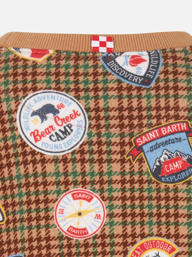 Mc2 Saint Barth Felpa Da Bambino Girocollo Con Patch E Stampa Pied De Poule