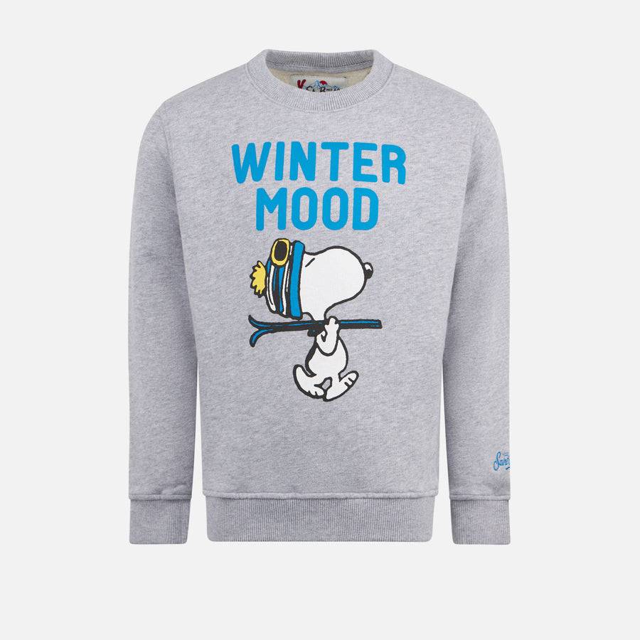 Mc2 Saint Barth Felpa da bambino girocollo grigia con stampa Snoopy | EDIZIONE SPECIALE SNOOPY PEANUTS™