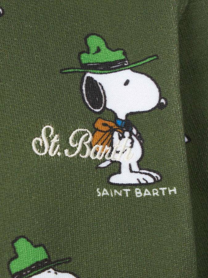 Mc2 Saint Barth Felpa Da Bambino Girocollo Verde Con Stampa Snoopy | EDIZIONE SPECIALE SNOOPY PEANUTS™