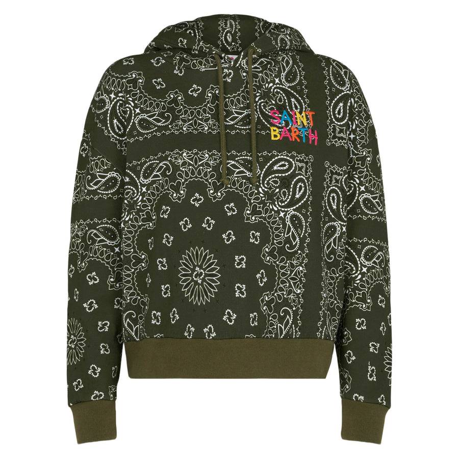 Mc2 Saint Barth Felpa Da Donna In Felpa Con Cappuccio E Stampa Bandana