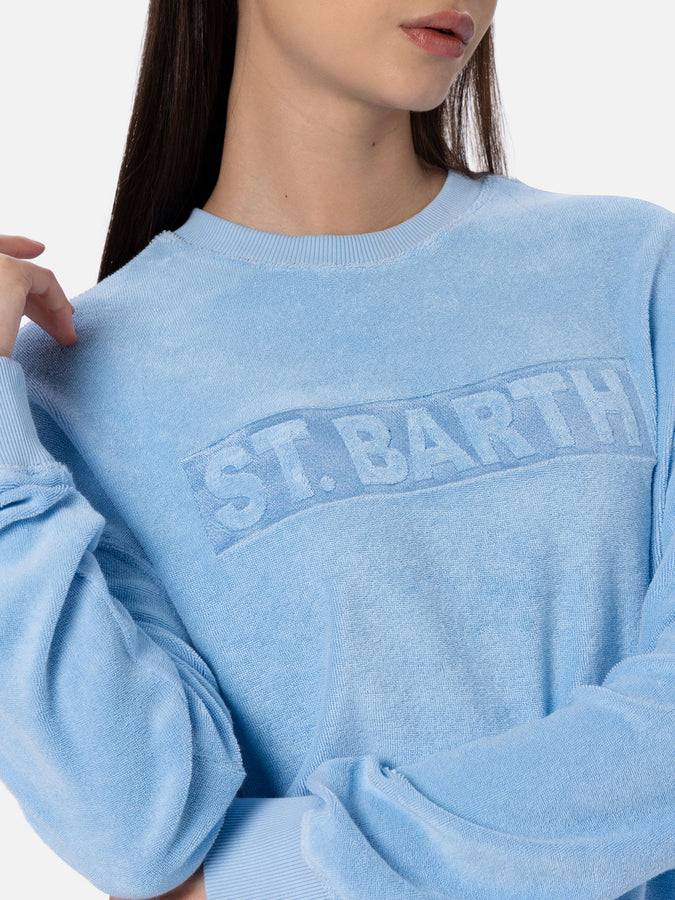 Mc2 Saint Barth Felpa Da Donna Stardust Di Cotone Spugna Di Colore Azzurro