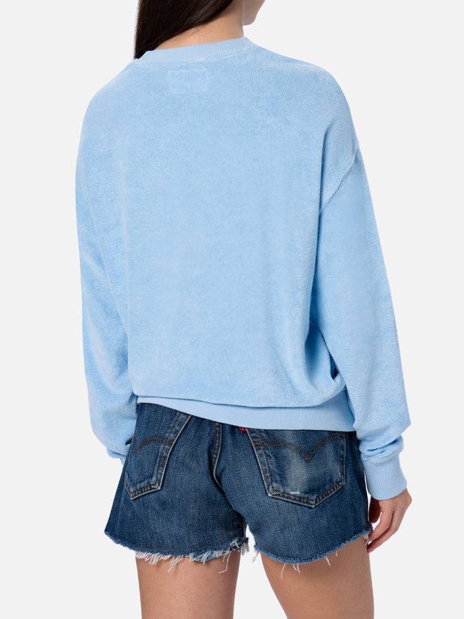 Mc2 Saint Barth Felpa Da Donna Stardust Di Cotone Spugna Di Colore Azzurro