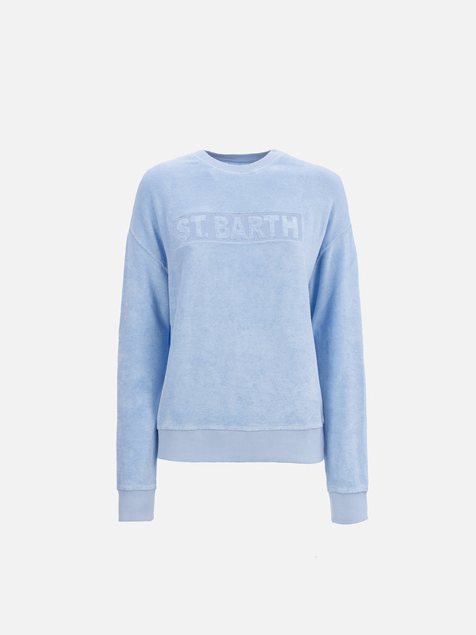 Mc2 Saint Barth Felpa Da Donna Stardust Di Cotone Spugna Di Colore Azzurro