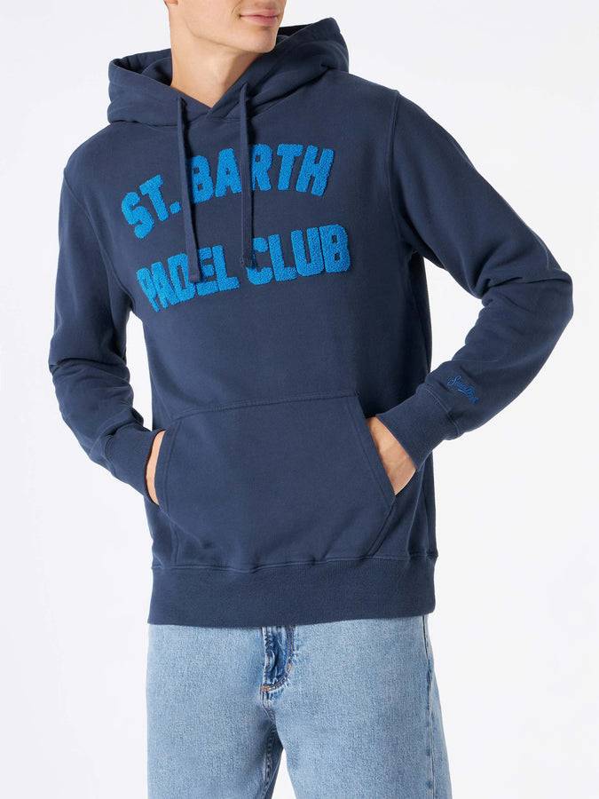 Mc2 Saint Barth Felpa da uomo blu navy con cappuccio e stampa