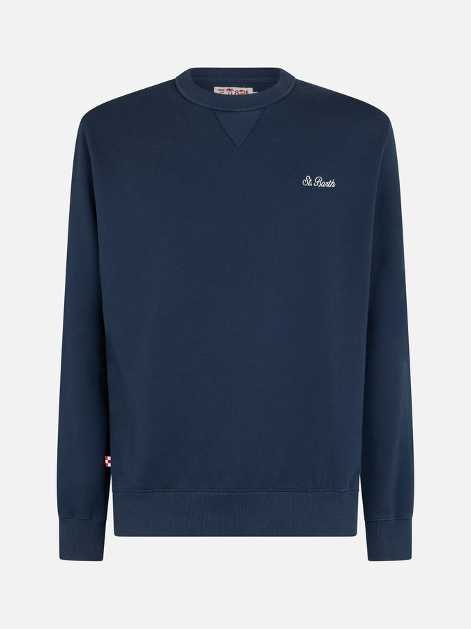 Mc2 Saint Barth Felpa Da Uomo Girocollo In Cotone Felpato Cooper Con Ricamo