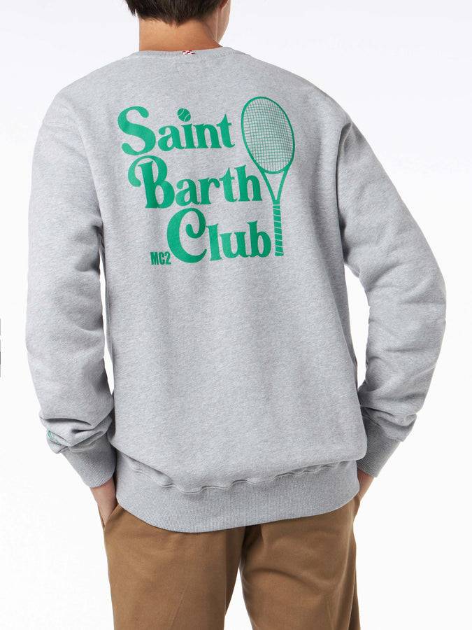 Mc2 Saint Barth Felpa Da Uomo Grigia Girocollo Con Stampa Saint Barth MC2 Club