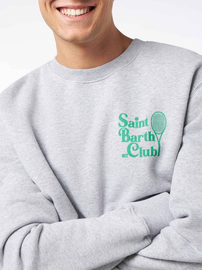 Mc2 Saint Barth Felpa Da Uomo Grigia Girocollo Con Stampa Saint Barth MC2 Club